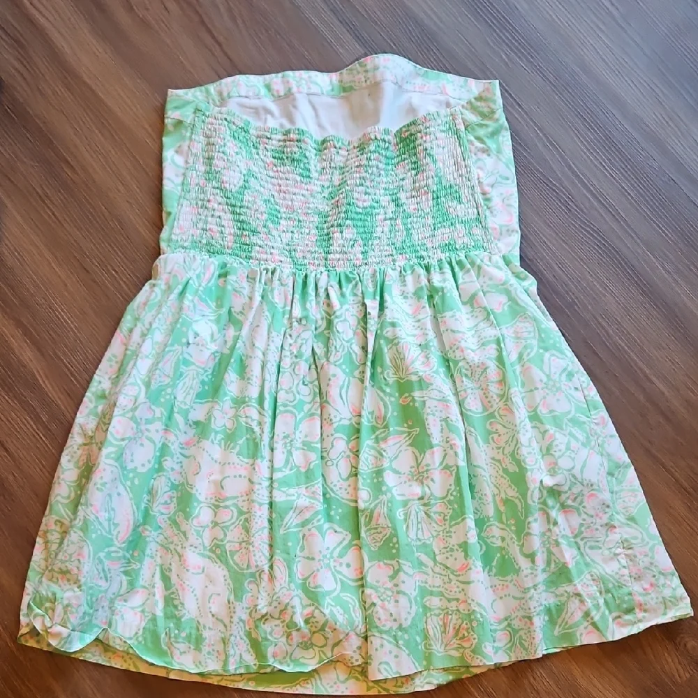 Lilly Pulitzer Mint Green Floral Strapless  Dress Size XL - Picture 5 of 5